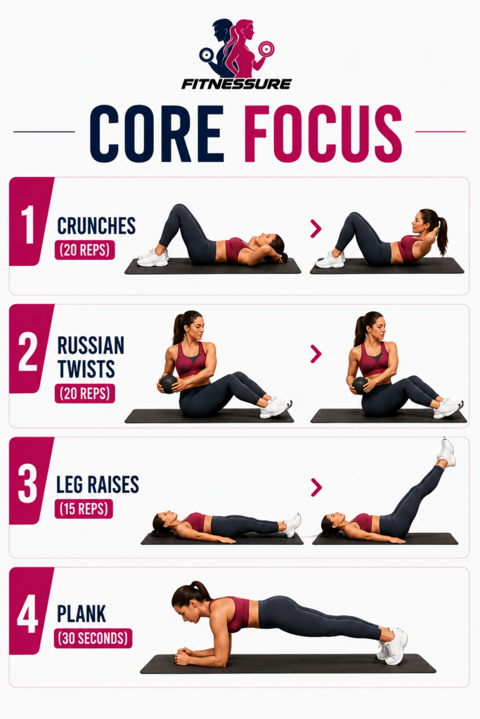 Core focus exercise for female to loss weight