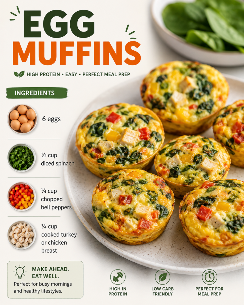 Egg Muffins for high protein breakfast recipe
